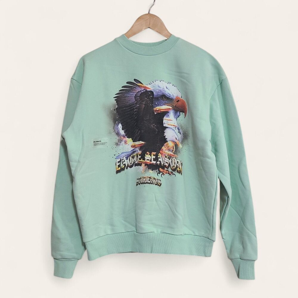 NWT Students Golf Eagle Season Cotton Crewneck Sweater Peabody Green Men's Small